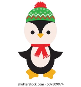 Cute penguin vector cartoon illustration
