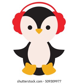 Cute penguin vector cartoon illustration