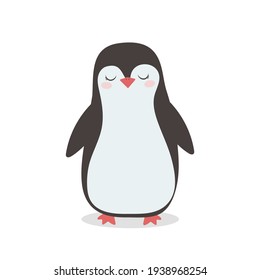 Cute penguin, vector childish illustration in flat style. For poster, greeting card and baby design.