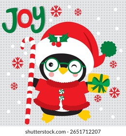 Cute Penguin Vector For Christmas Card or Bag design