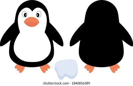 Cute penguin.  Vector illustration of an animal, isolated on a white background. Print for clothes, label, patch, sticker. For cards for children's holidays or drawing training