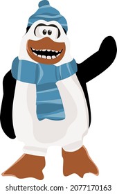 cute penguin vector illustration for card, poster, banner, logo, icon, fabric print