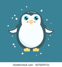 Cute penguin vector illustration. Flat design.