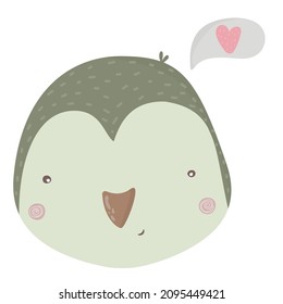 Cute Penguin vector illustration. Funny Cartoon animal. Can be used for kids or babies t shirt design. valentine day. 14 february
