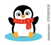 Cute Penguin Vector Illustration Holiday Winter Character 