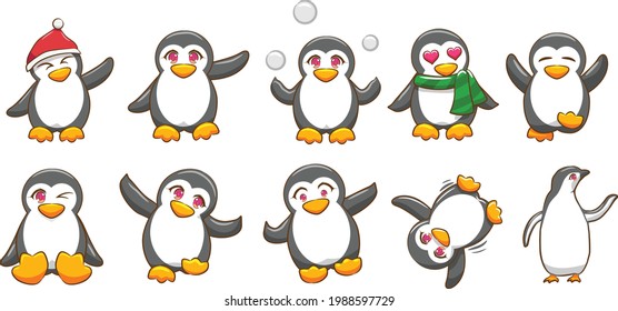 Cute penguin vector illustration with isolated layer. Penguin for your design.