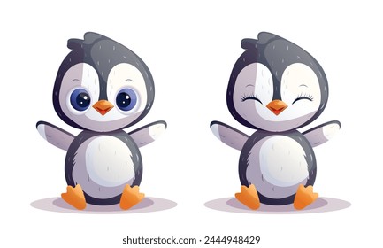 Cute penguin vector illustration isolated on white background