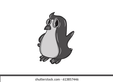 Cute Penguin. Vector Illustration . Isolated on white background.