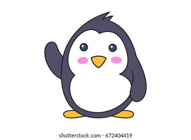 Cute Penguin. Vector Illustration. Isolated on white background.