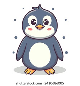 a cute penguin vector illustration with twinkling eyes cartoon character 