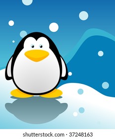 cute Penguin vector with snow background