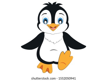 Cute Penguin is walking. Cartoon Penguin
