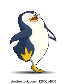 Cute penguin is walking, cartoon vector illustration