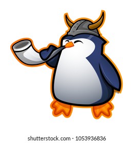 cute penguin and war horn