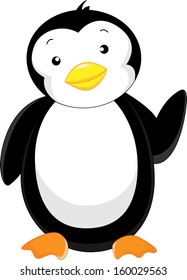 cute penguin waving cartoon