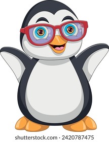 cute penguin wearing glasses cartoon 