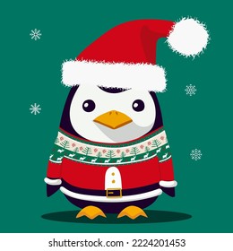 Cute Penguin wearing a tacky Christmas sweater