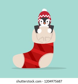 Cute Penguin in Winter Sock