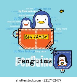 Cute penguins cartoon north pole vector illustration