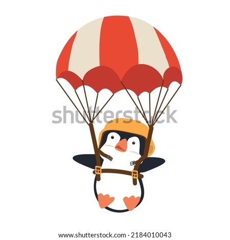 cute penguins cartoon  Parachute vector