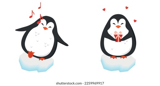 Cute Pinguine, Charakter, Vektorgrafik, Geschenk