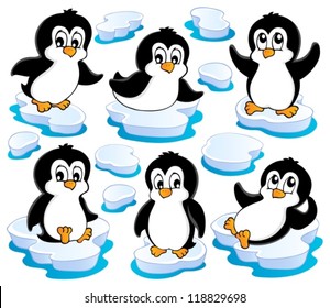 Cute penguins collection 2 - vector illustration.