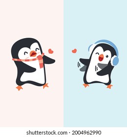 Cute Penguins  Couple In Love cartoon