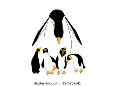 Cute Penguins Family Arctic Animals North Stock Vector (Royalty Free ...