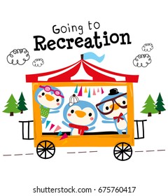 cute penguins going to recreation