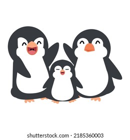 Cute penguins Happy family cartoon vector