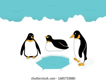 Cute Penguins On Antarctica Background Arctic Stock Vector (Royalty ...