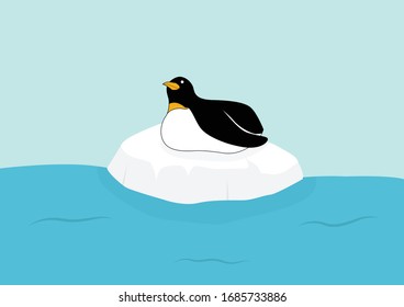 Cute penguins on Glaciers, Arctic animals of North pole Arctic, Penguin cartoon vector illustration