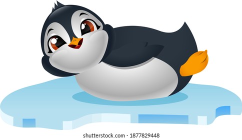 Cute penguins on ice floe