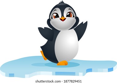 Cute penguins on ice floe