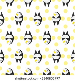 Cute penguins seamless pattern. Vector illustration in cartoon childish style.