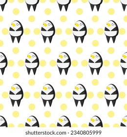 Cute penguins seamless pattern. Vector illustration in cartoon childish style.