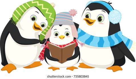 Cute Penguins Singing Christmas Carol 