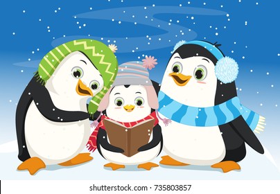 Cute Penguins Singing Christmas Carol 
