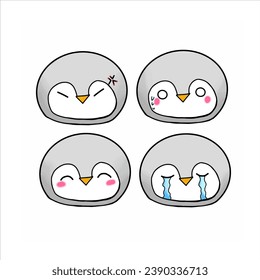 Cute Penguins with Some Facial Expressions Vector