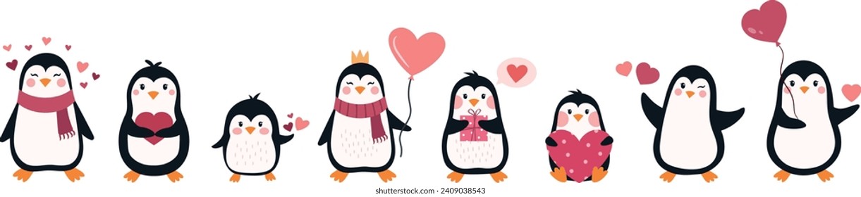 Cute Pinguine zum Valentinstag