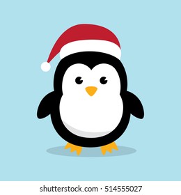 Kawaii Penguin Wearing Santa Red Hat Stock Vector (Royalty Free) 515826508