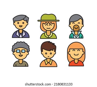 cute people characters and avatars set illustration