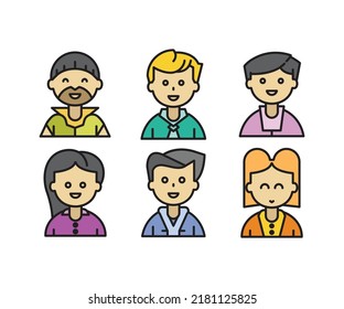 personajes lindos y avatares establecen la ilustración de la línea