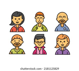 personajes lindos y avatares establecen la ilustración de la línea