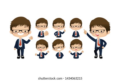 Cute people with different poses. vector set