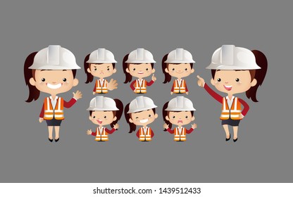 Cute people with different poses. vector set