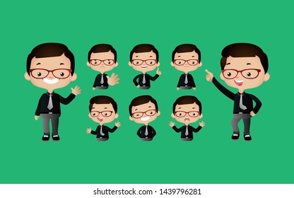 Cute people with different poses. vector set