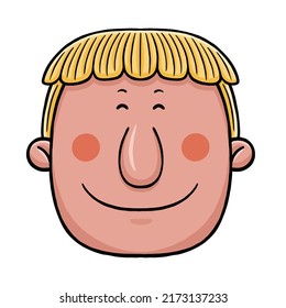Cute People Face with Flat Design Style