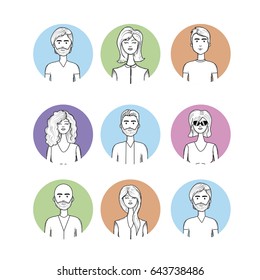 cute people face with haistyle and expression