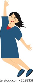 Cute People Jumping Character Isolated on White Background. Vector Cartoon Illustration.